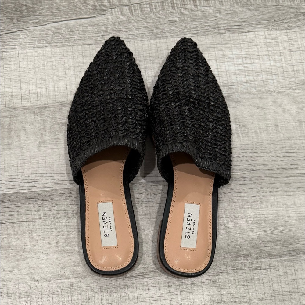 Steve Madden Black Textured Women's Mules